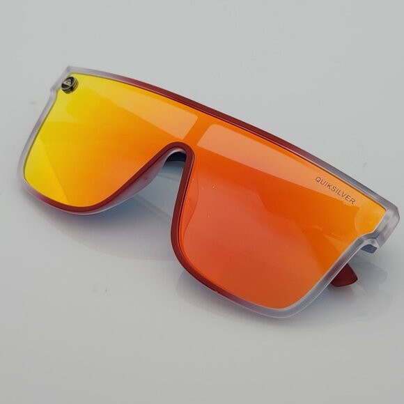 Quiksilver Shield Sunglasses USA Red White Blue Frame Orange Mirror Lens NEW - Picture 5 of 12